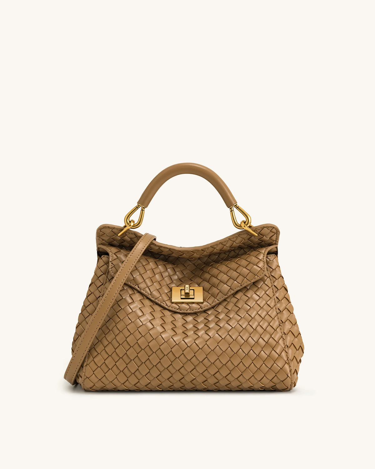 JW PEI Lucia Classic Top Handle Woven Bag - Brown