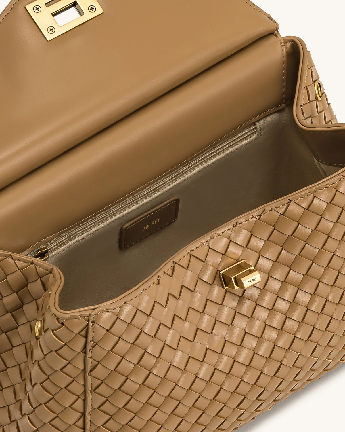 JW PEI Lucia Classic Top Handle Woven Bag - Brown