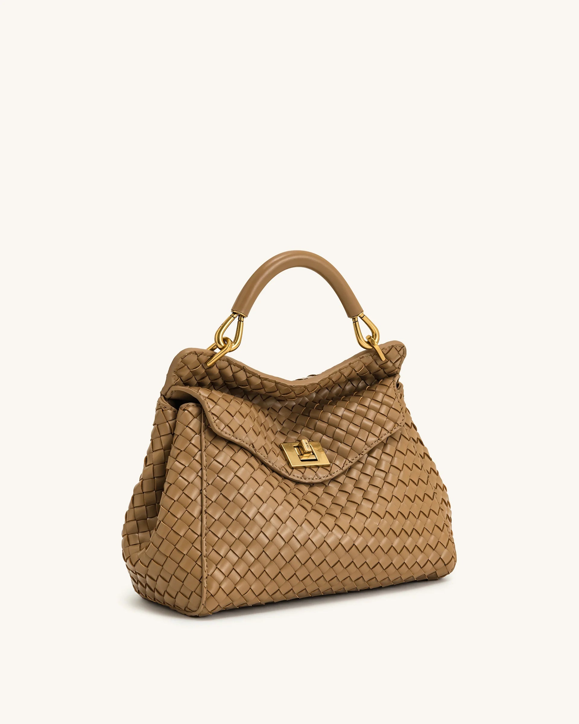 JW PEI Lucia Classic Top Handle Woven Bag - Brown