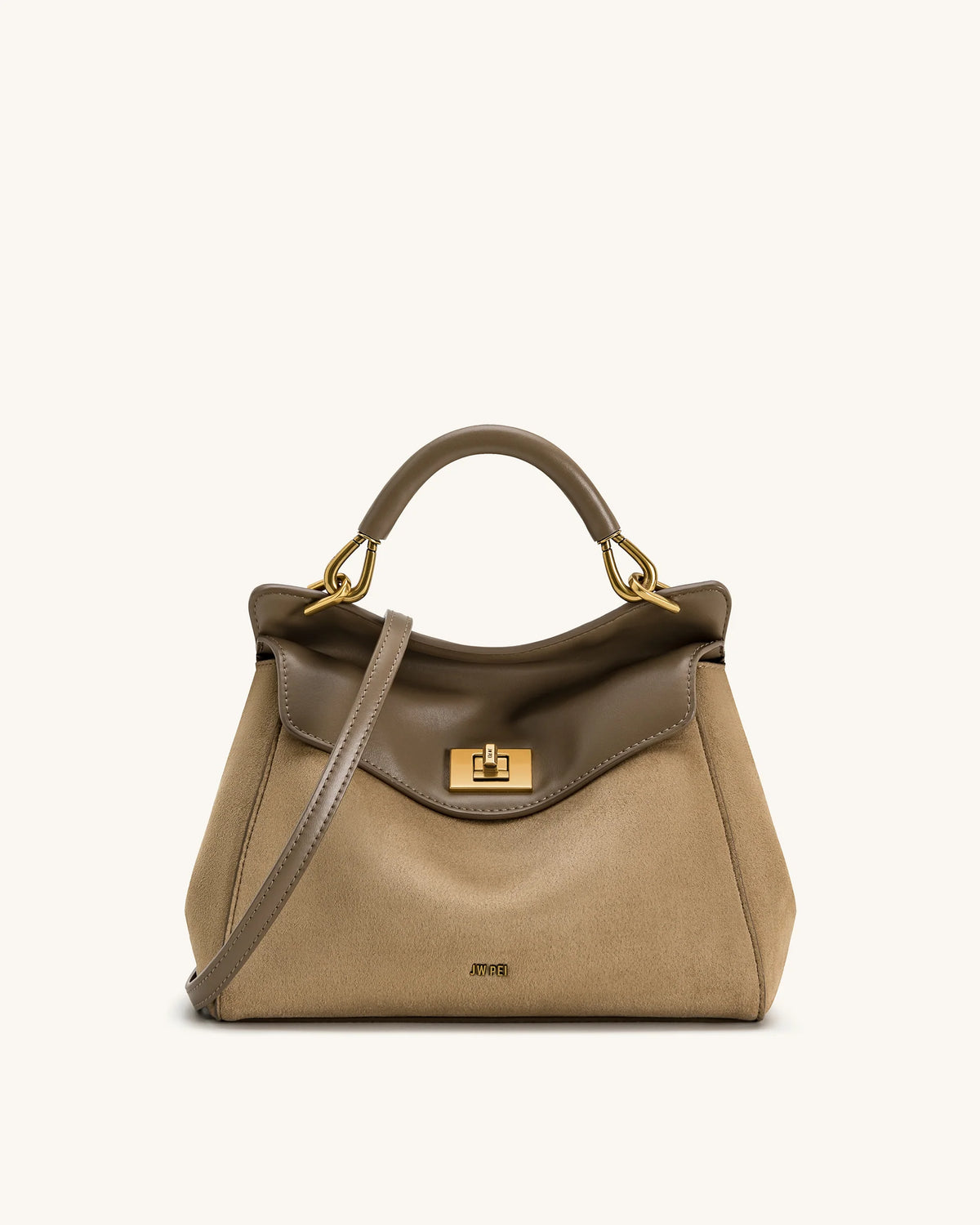 JW PEI Lucia Classic Faux Suede Top Handle Bag - Taupe