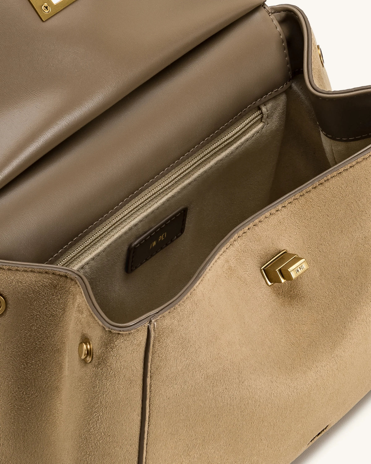 JW PEI Lucia Classic Faux Suede Top Handle Bag - Taupe