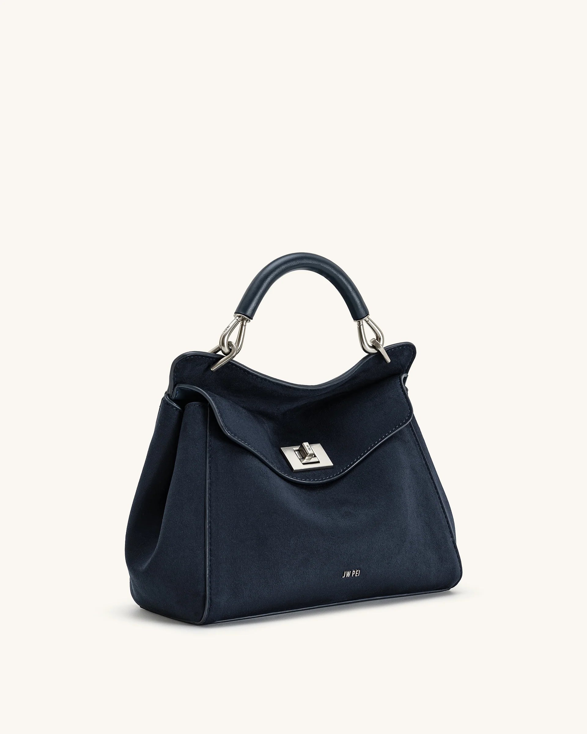 JW PEI Lucia Classic Faux Suede Top Handle Bag - Navy Blue