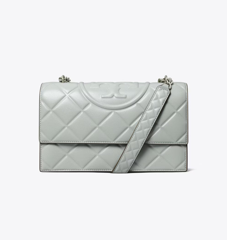 TORY BURCH SMALL FLEMING CONVERTIBLE SHOULDER BAG - GRAY