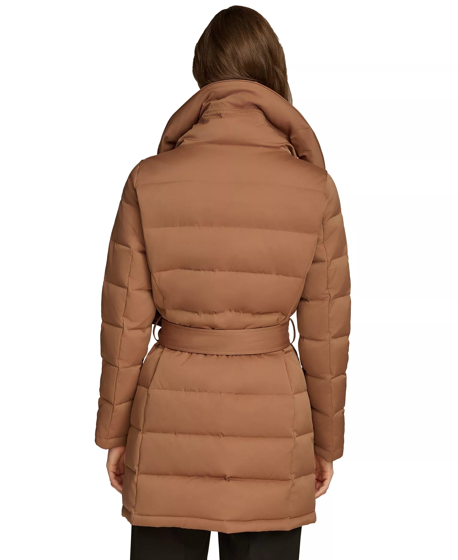 Donna Karan New York Women's Belted Asymmetric Puffer Coat - Antique Gold