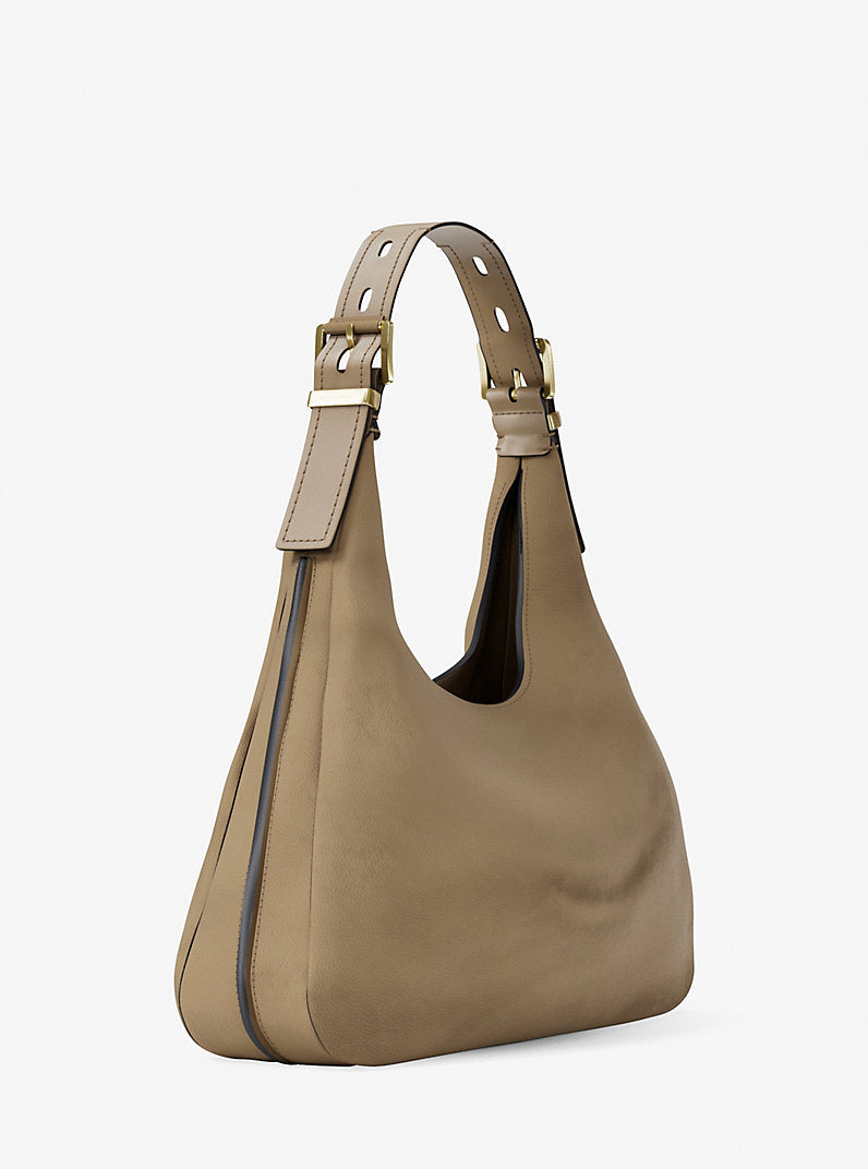Michael Kors Nolita Large Nubuck Hobo Shoulder Bag-HUSK