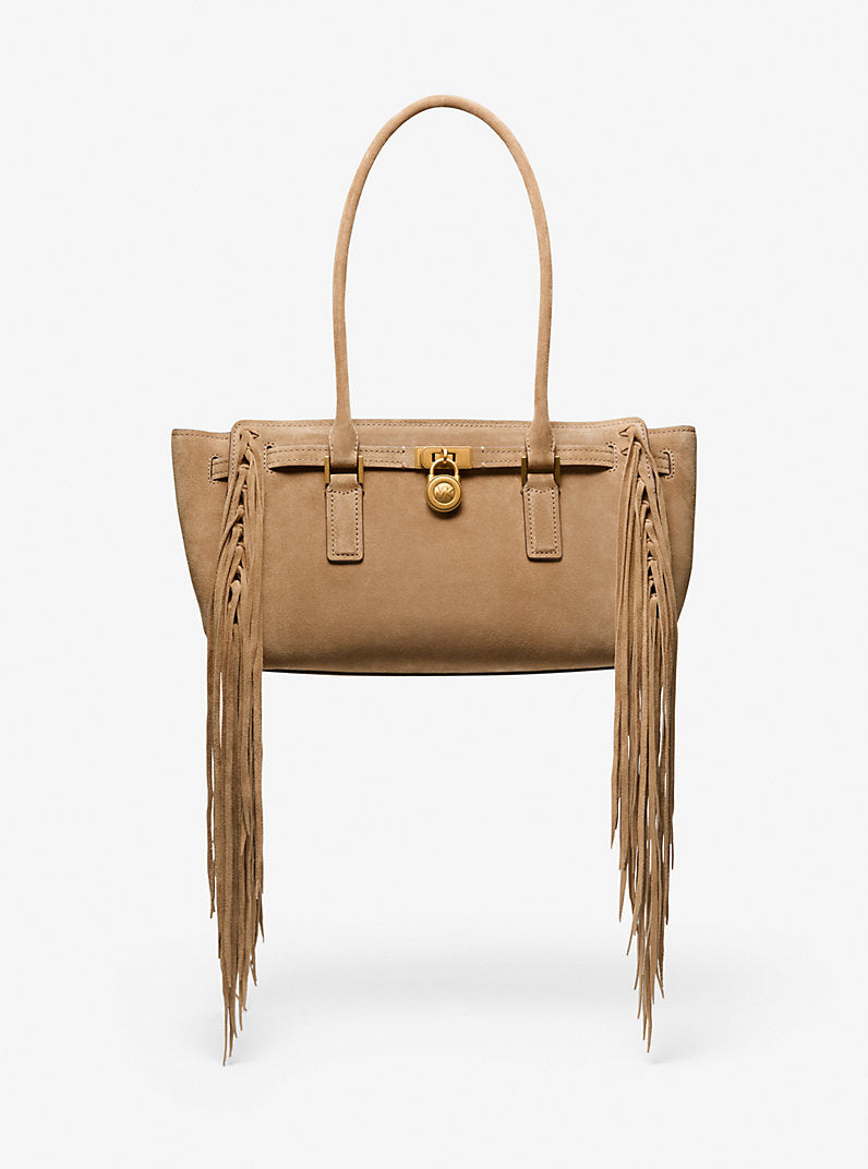 Michael Kors Hamilton Moderne Small Fringed Suede Satchel- HUSK - Hemen Teslimde