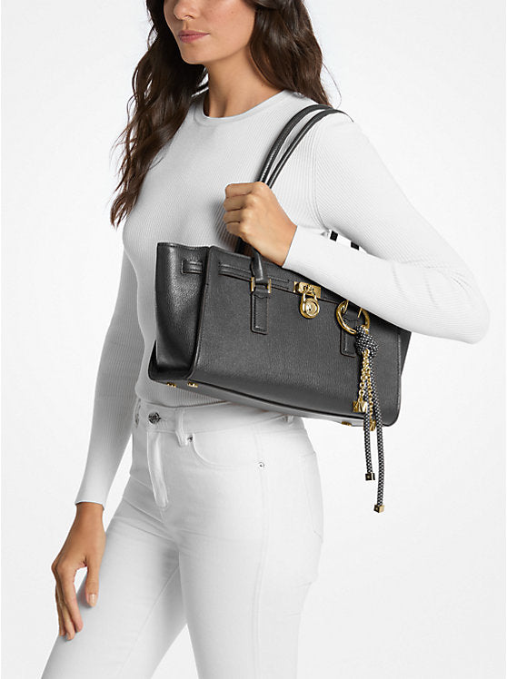 Michael Kors Hamilton Moderne Small Leather Satchel-BLACK