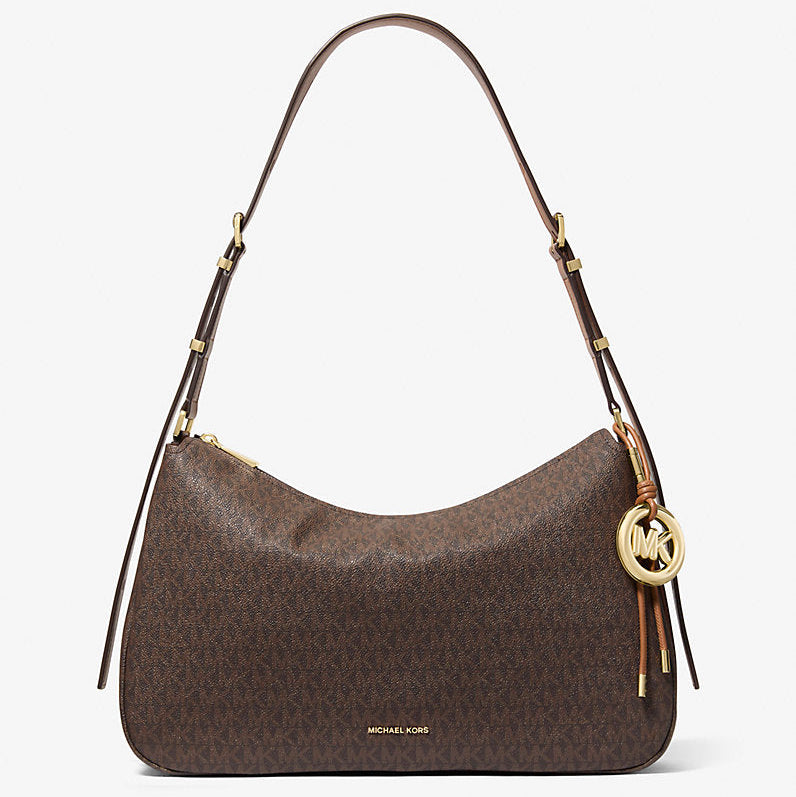 Michael Kors Nolita Medium Signature Logo Shoulder Bag-BRN/ACORN