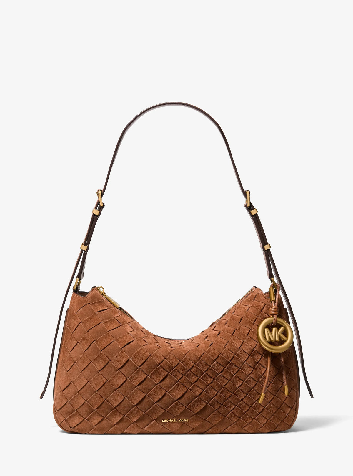 Michael Kors Nolita Medium Hand-Woven Suede Shoulder Bag-LUGGAGE