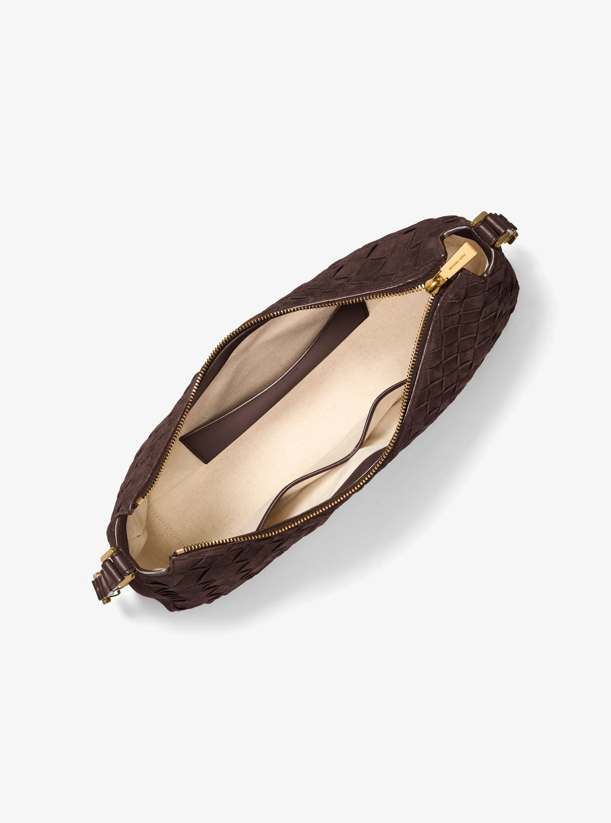 Michael Kors Nolita Medium Hand-Woven Suede Shoulder Bag-CHOCOLATE