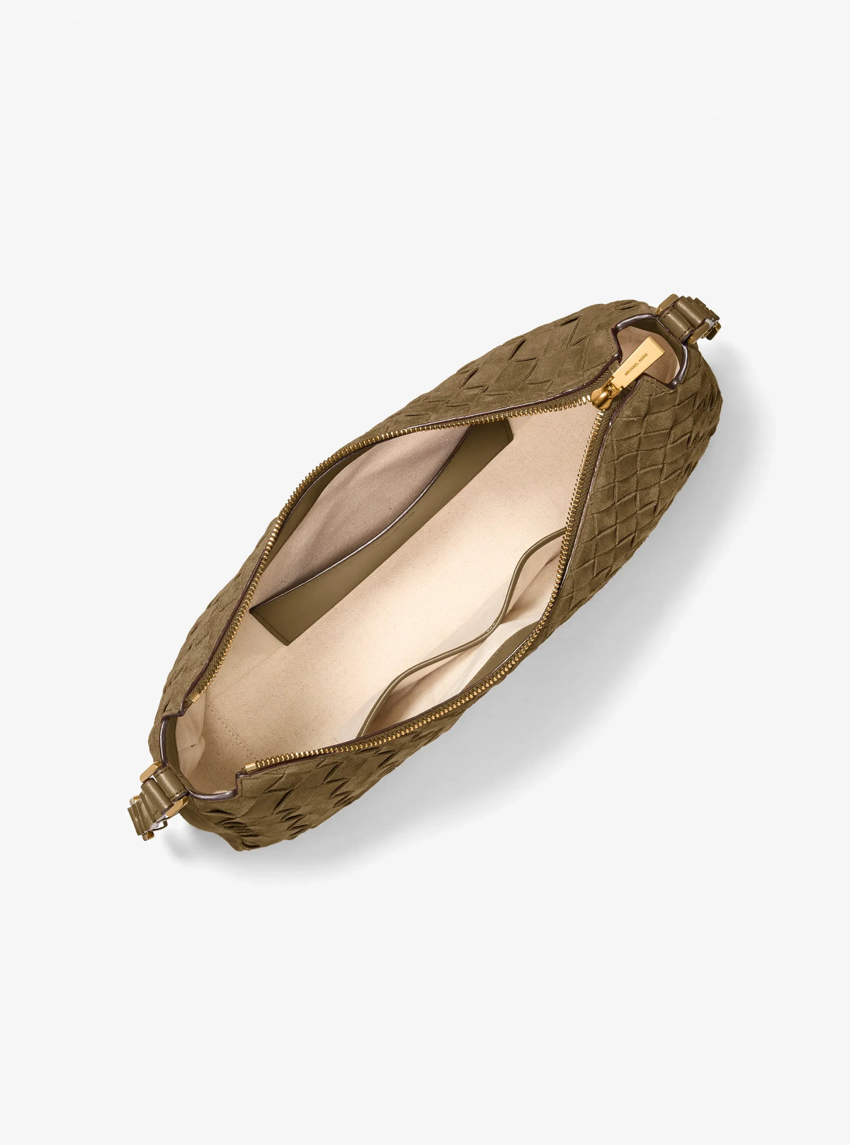 Michael Kors Nolita Medium Hand-Woven Suede Shoulder Bag-LODEN