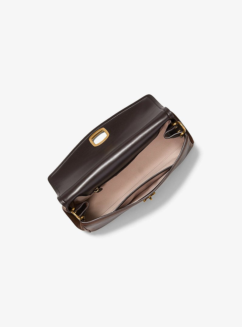 Michael Kors Bryant Large Leather Convertible Shoulder Bag-CHOCOLATE