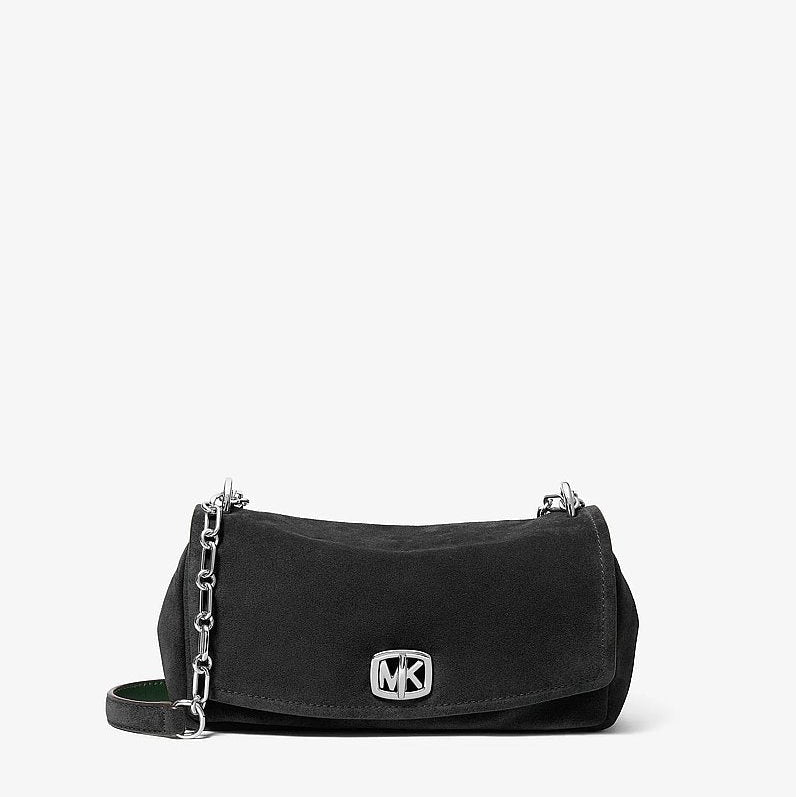 Michael Kors Bryant Small Suede Convertible Shoulder Bag- BLACK