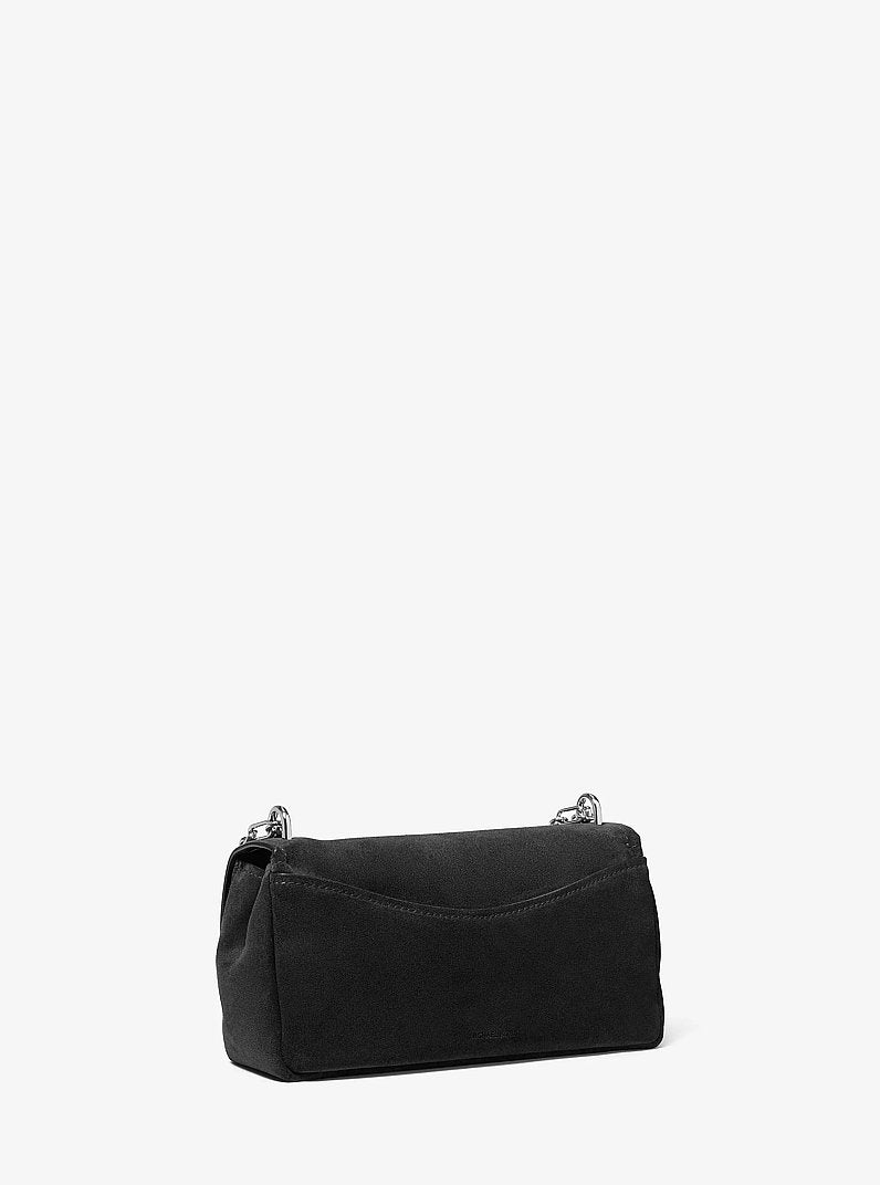Michael Kors Bryant Small Suede Convertible Shoulder Bag- BLACK