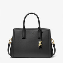 Michael Kors Laila Medium Leather Satchel Black/Gold