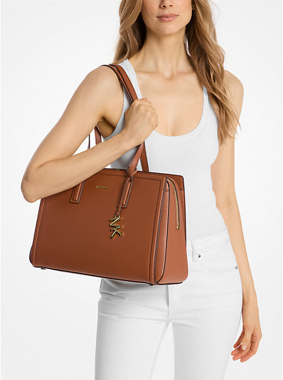 Michael Kors Laila Medium Pebbled Leather Tote Bag Luggage