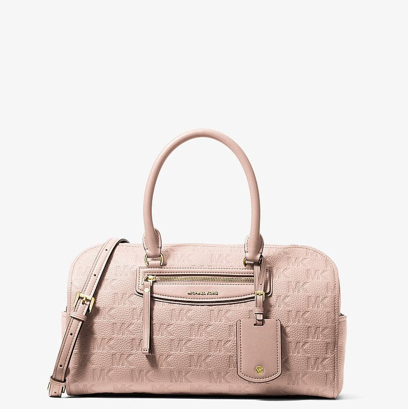 Michael Kors Jet Set Travel Medium Logo Embossed Leather Duffel