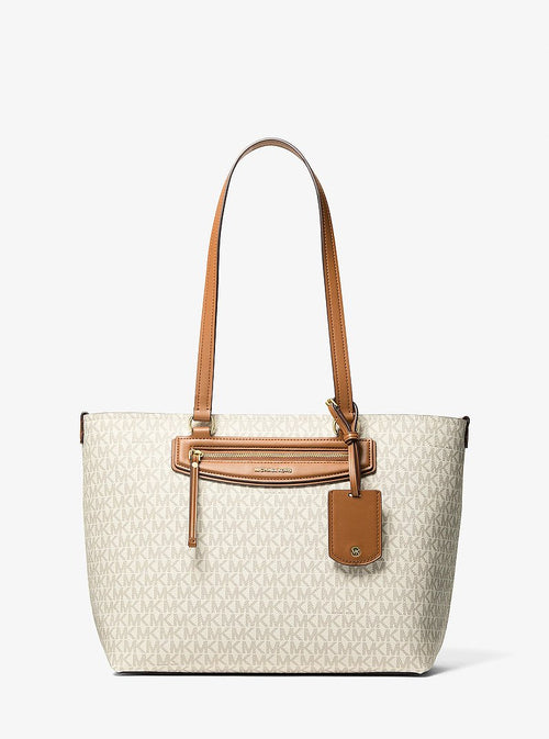 Michael Kors Jet Set Travel Medium Signature Logo Tote Bag-VANILLA/ACORN