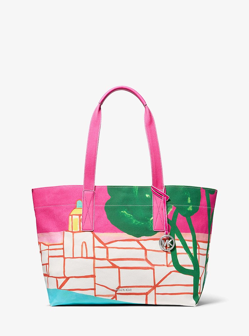 Michael Kors Michael Kors X Christina Zimpel Large Cotton Canvas Tote Bag-RASPBERRY MULTI