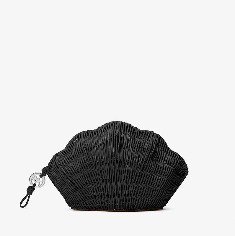 Michael Kors Shelly Rattan Clutch-BLACK