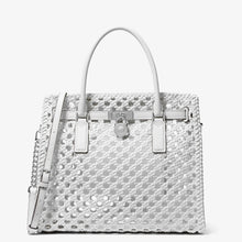 Michael Kors Hamilton Moderne Large Hand-Woven Satchel-OPTIC WHITE