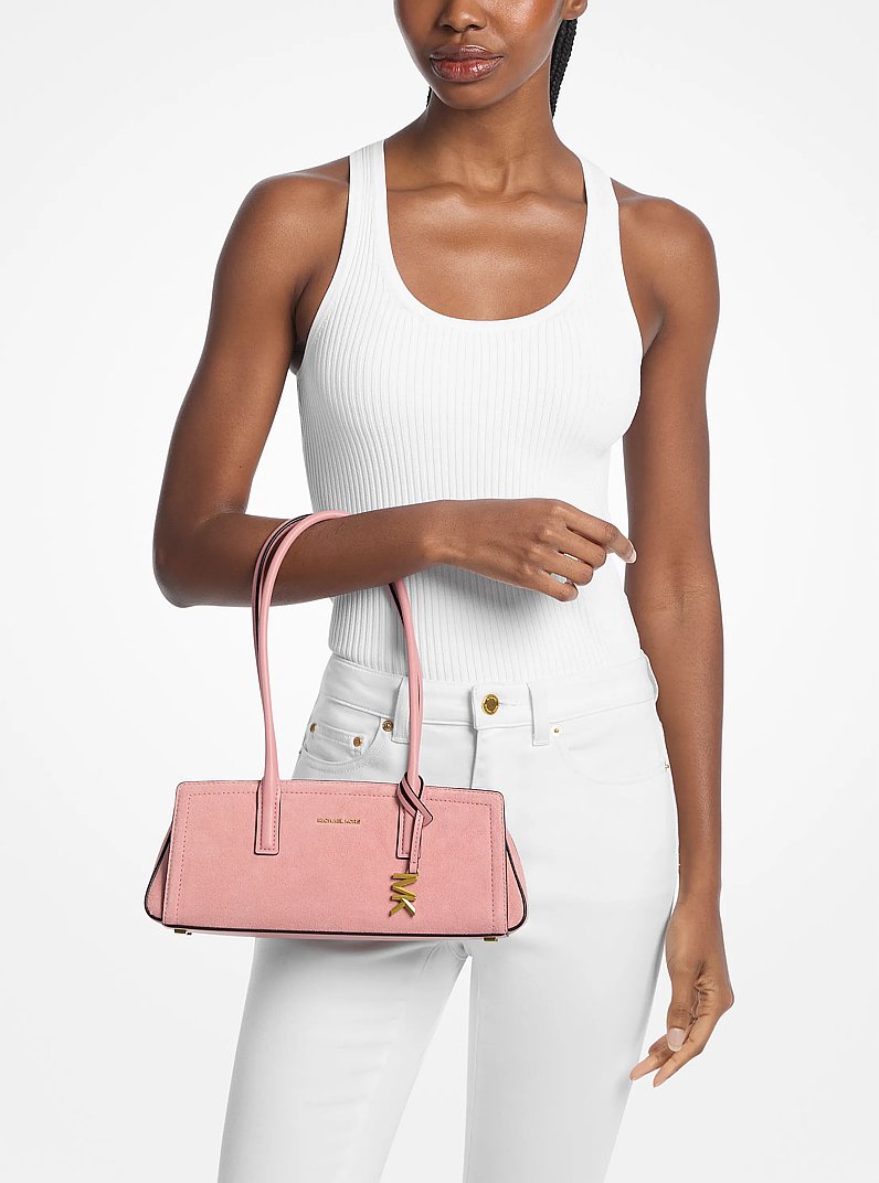 Michael Kors Laila Small Suede Shoulder Bag-PRIMROSE