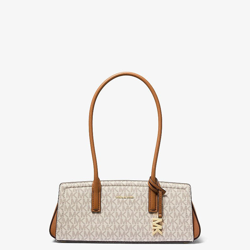 Michael Kors Laila Small Signature Logo Shoulder Bag-VANILLA/ACORN