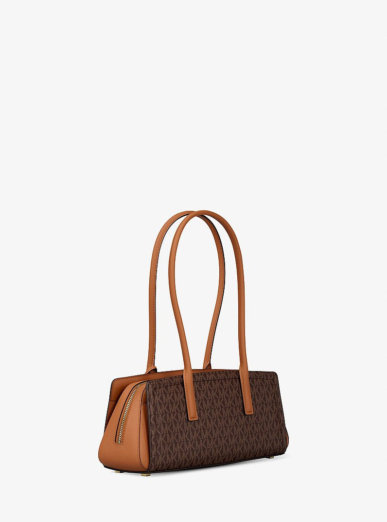 Michael Kors Laila Small Signature Logo Shoulder Bag-BRN/ACORN