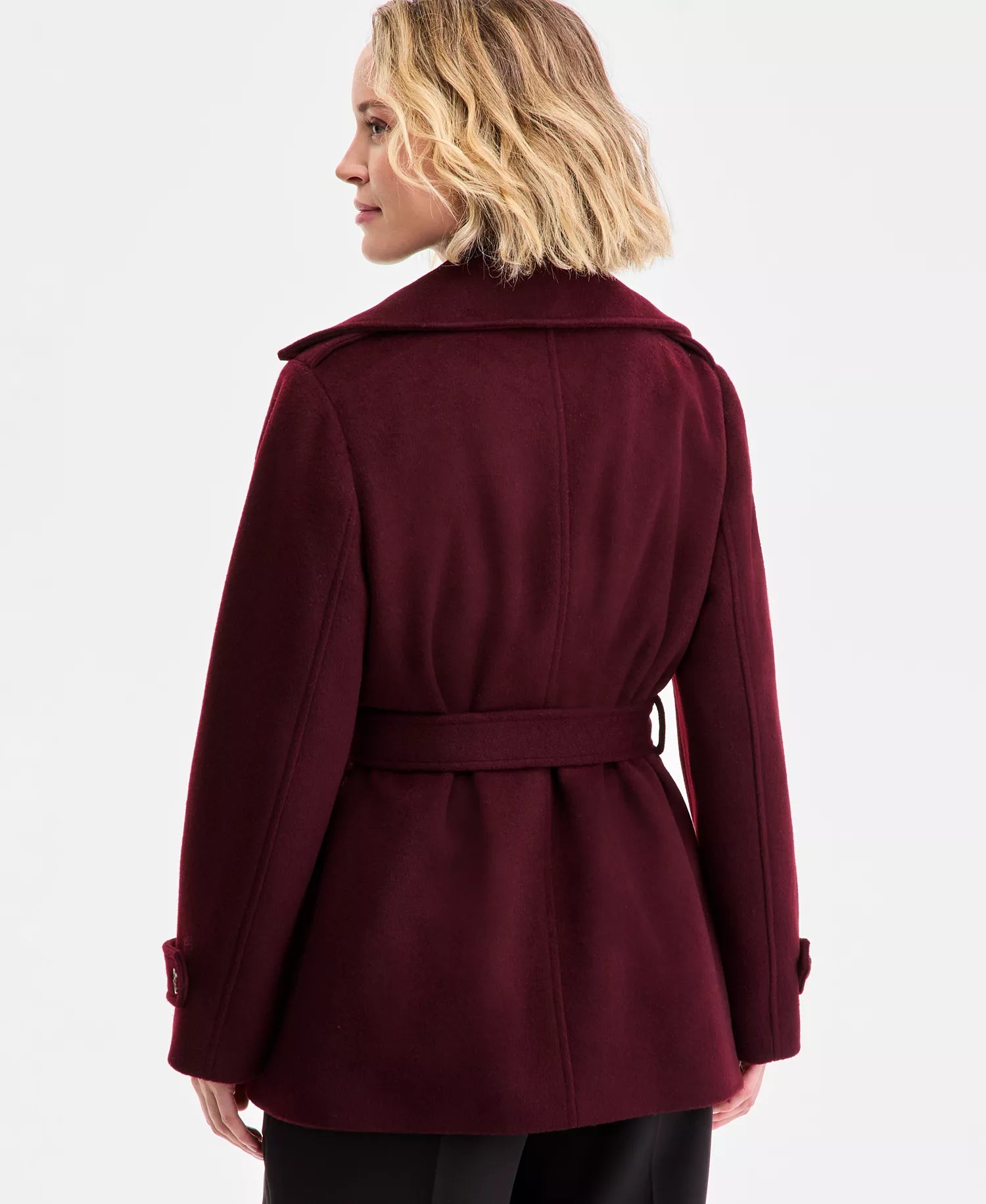 Michael Kors Women's Double-Breasted Belted Wrap Coat-Oxblood