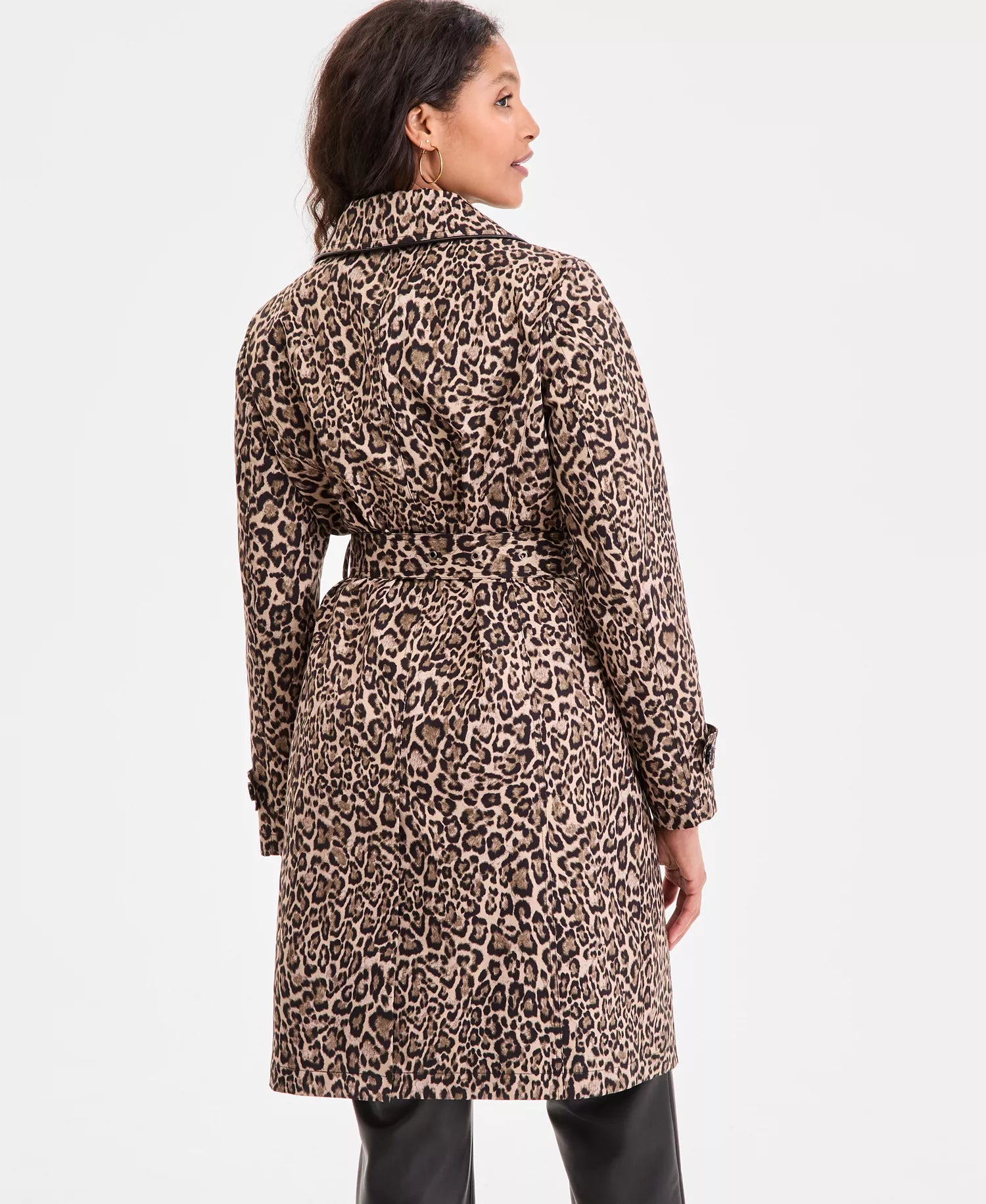 Michael Kors MICHAEL Women's Single-Breasted Belted Trench Coat-Khaki Leopard