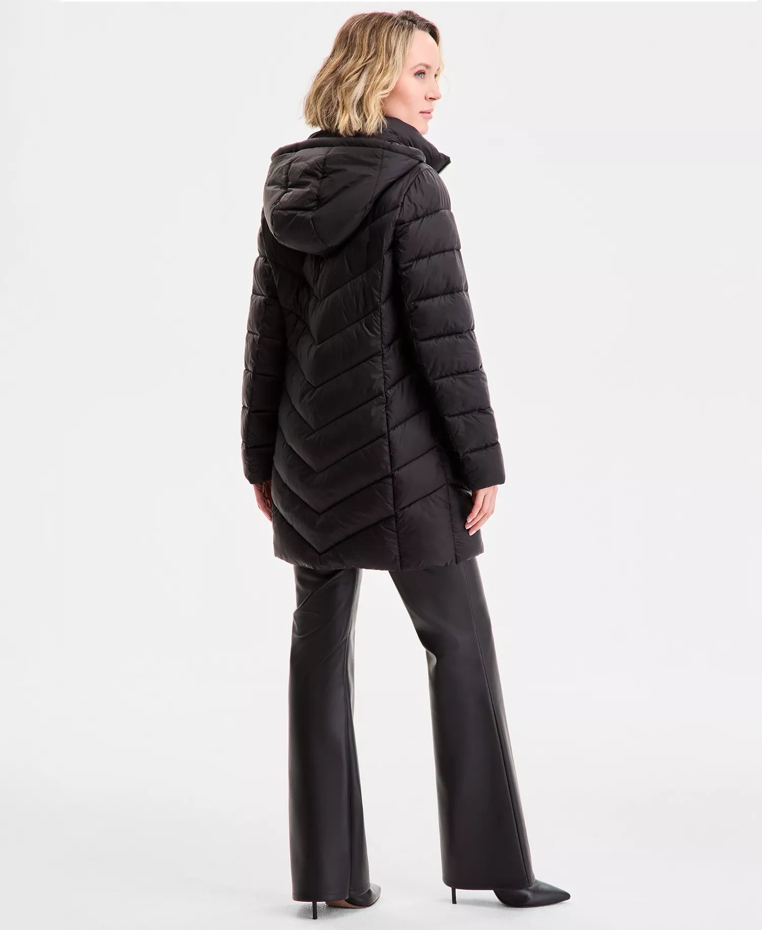 Michael Kors Women's Hooded Packable Puffer Coat 6-Black