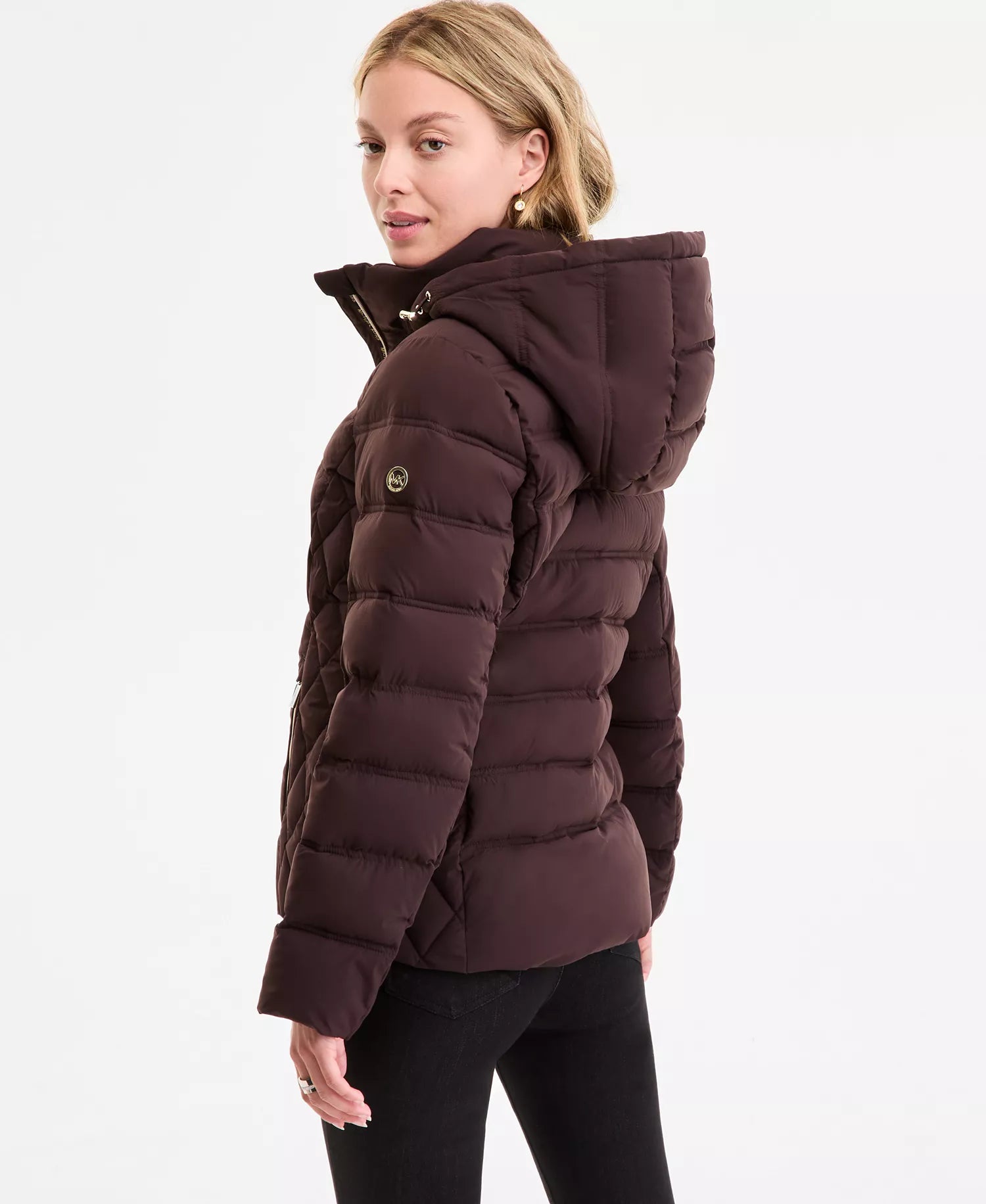 Michael Kors Women's Hooded Packable Puffer Coat 4-Chocolate