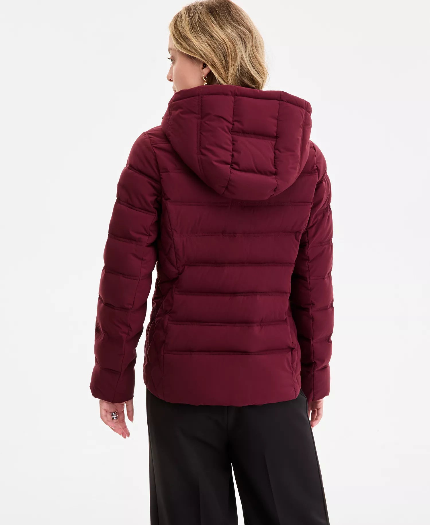 Michael Kors Women's Hooded Packable Puffer Coat 4-Oxblood
