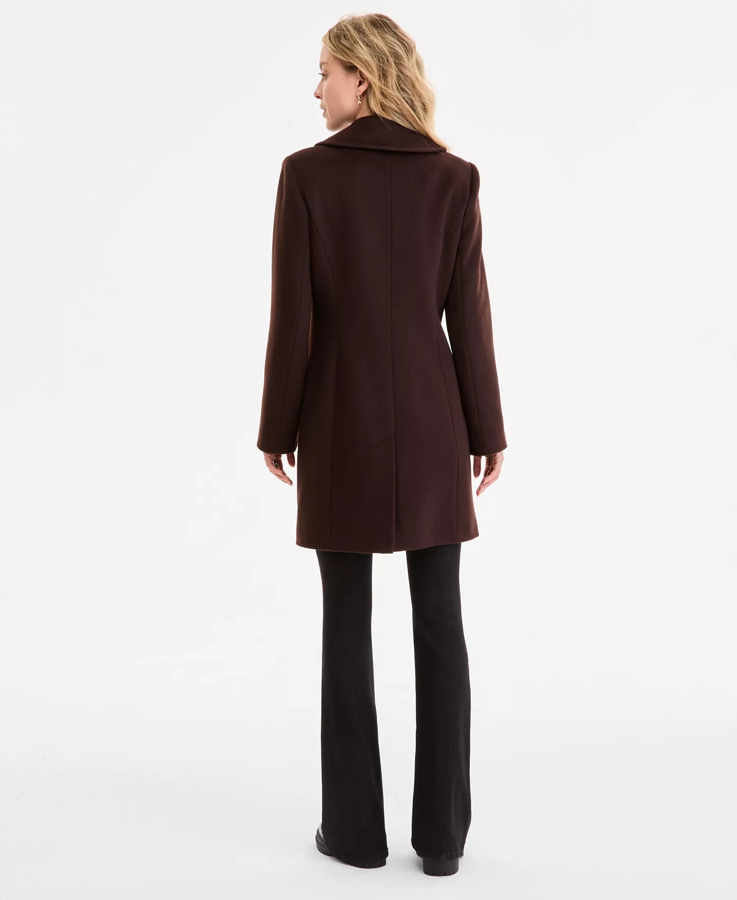 Michael Kors Women's Collared Button-Front Coat-Chocolate