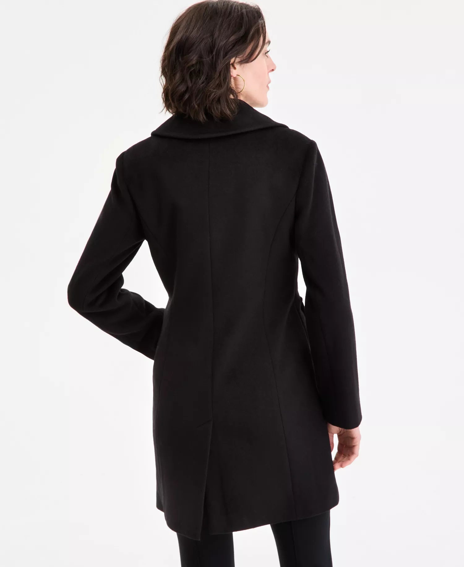 Michael Kors Women's Collared Button-Front Coat-Black