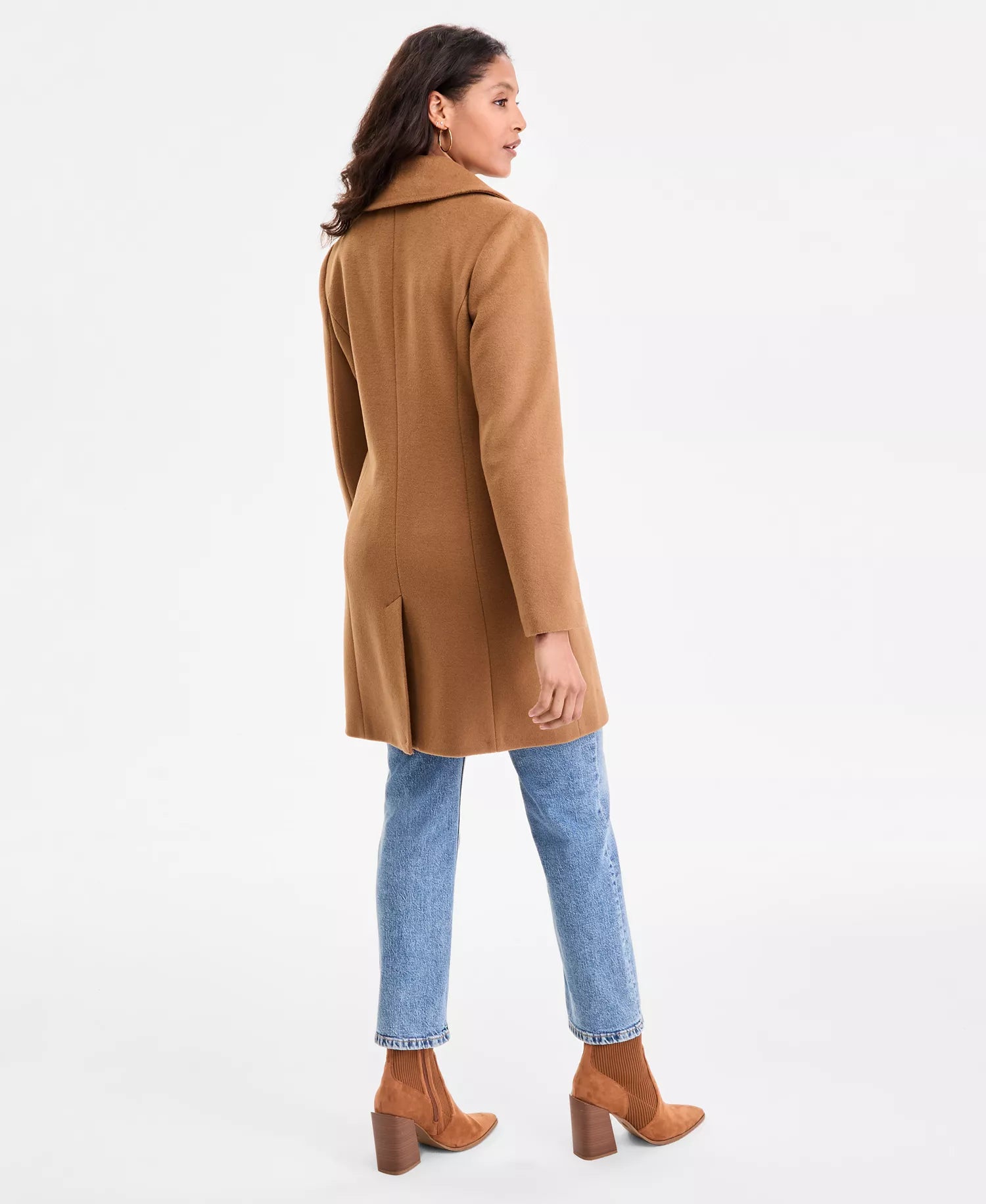 Michael Kors Women's Collared Button-Front Coat-Dark Camel