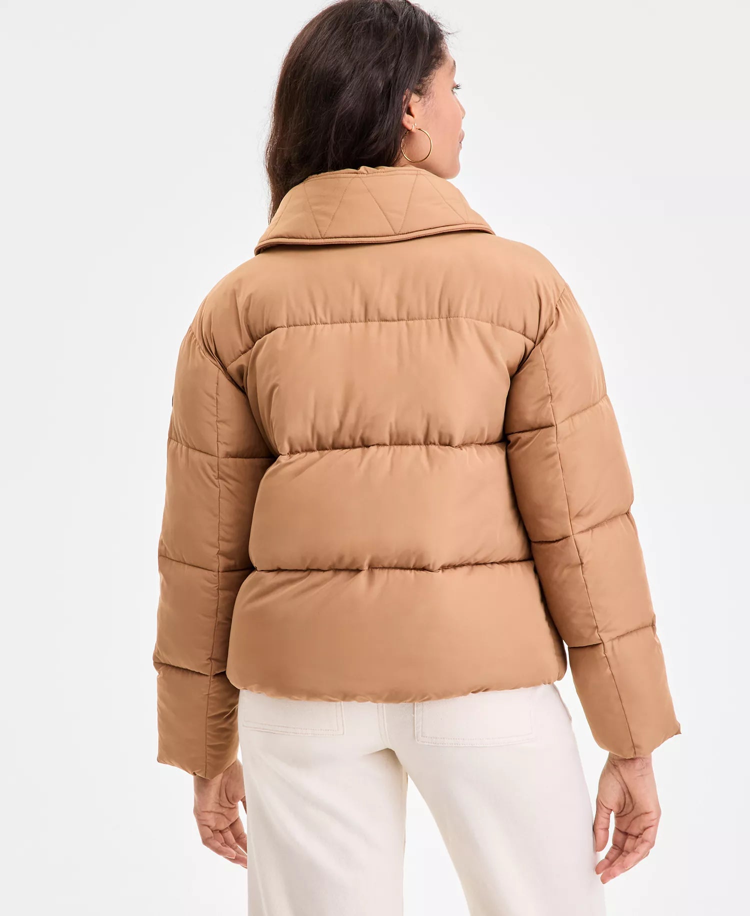 Michael Kors Women's Drawstring-Collar Puffer Coat-Dk Camel