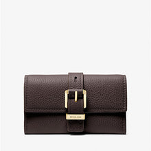 Michael Kors Nolita Medium Pebbled Leather Tri-Fold Wallet- CHOCOLATE
