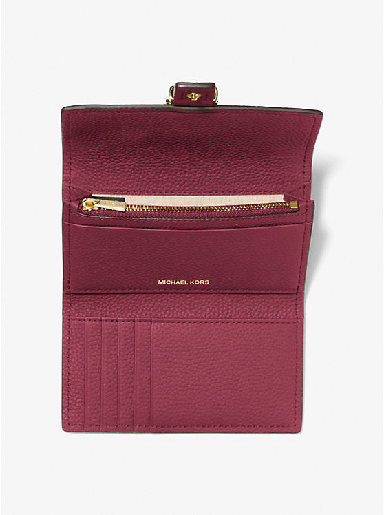 Michael Kors Nolita Medium Pebbled Leather Tri-Fold Wallet- MULBERRY