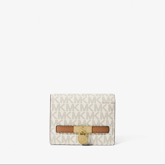 Michael Kors Hamilton Moderne Small Signature Logo Wallet- VANILLA/ACORN