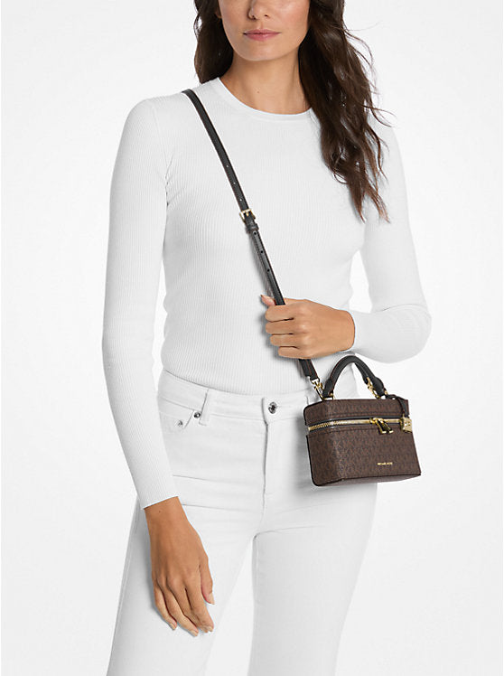 Michael Kors Jana Extra-Small Signature Logo Convertible Crossbody Bag-BROWN/BLK - Hemen Teslimde