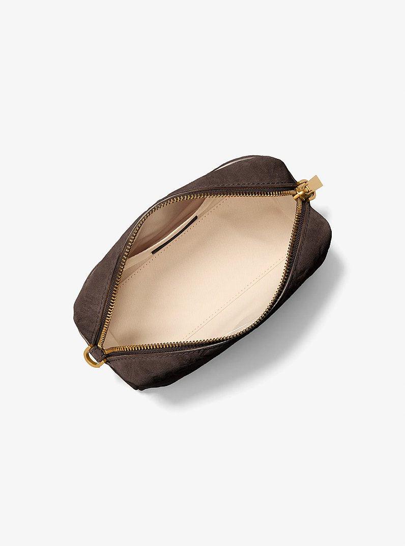 Michael Kors Bryant Small Logo Embossed Suede Convertible Crossbody Bag-CHOCOLATE