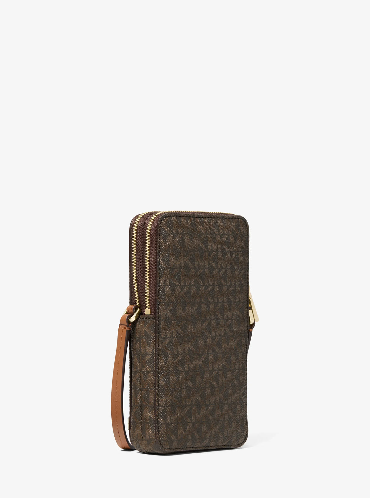 Michael Kors Jet Set Small Signature Logo Smartphone Crossbody Bag-BRN/ACORN