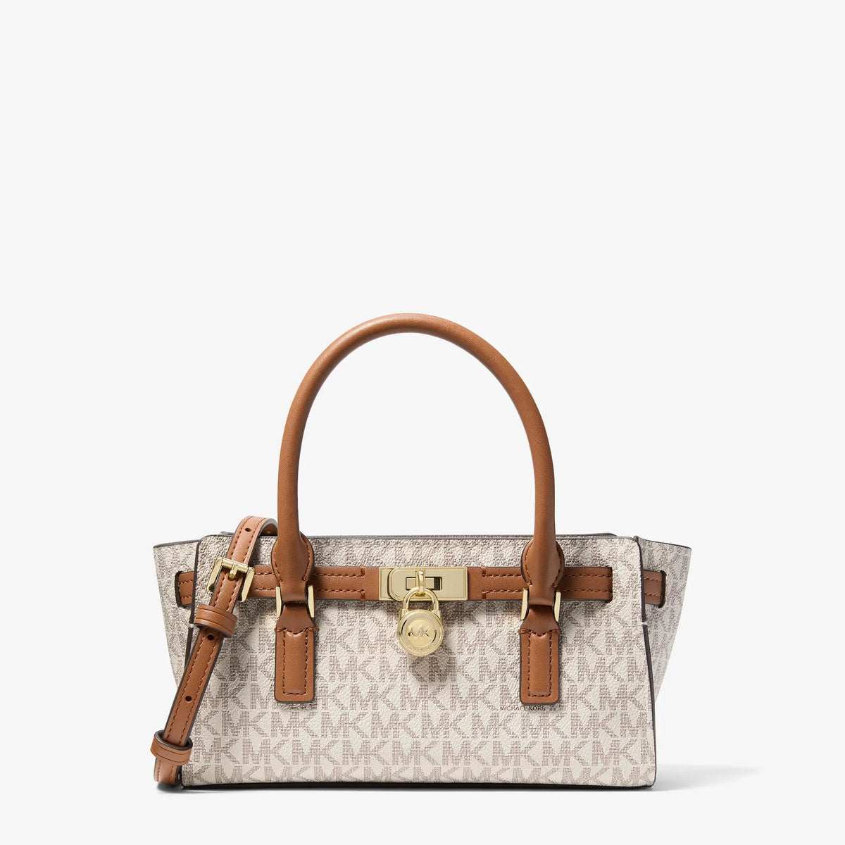 Michael Kors Hamilton Moderne Extra-Small Signature Logo Crossbody Bag-VANILLA/ACORN
