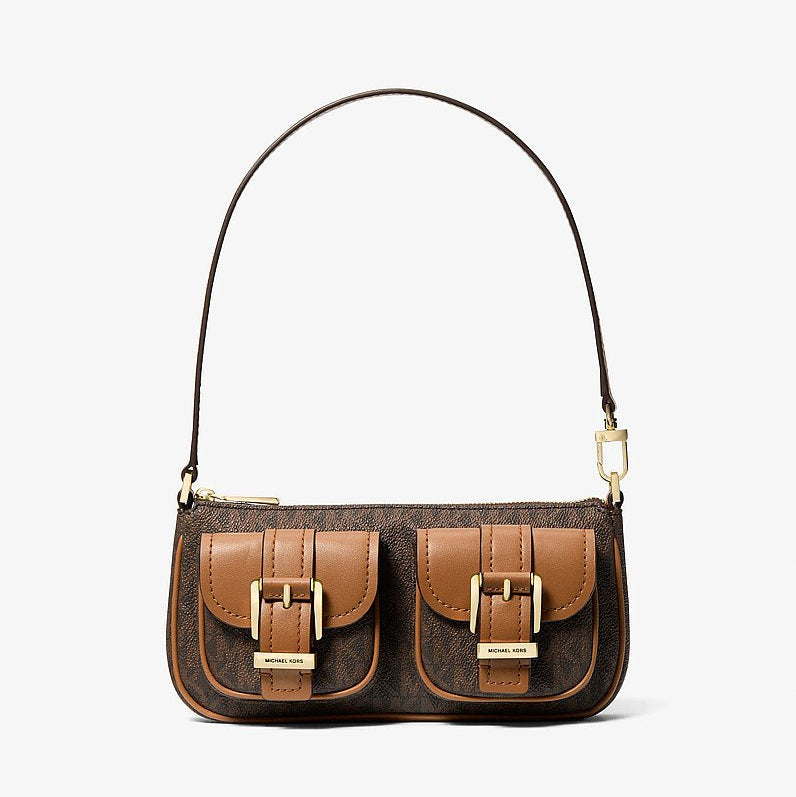 Michael Kors Zoe Small Signature Logo Pochette-BRN/ACORN - Hemen Teslimde