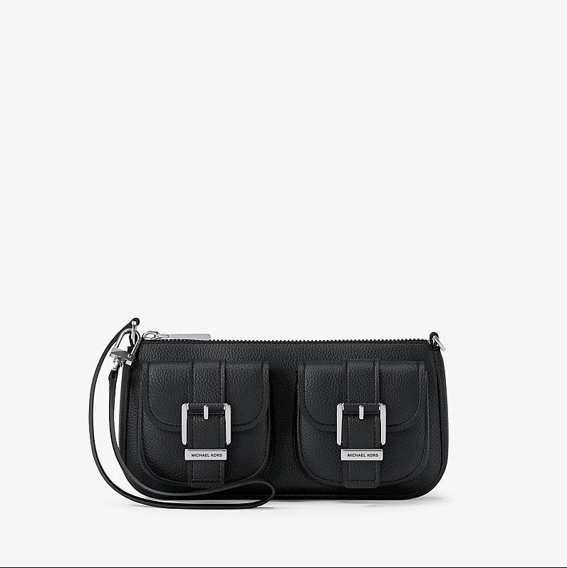 Michael Kors Zoe Small Pebbled Leather Pochette-BLACK