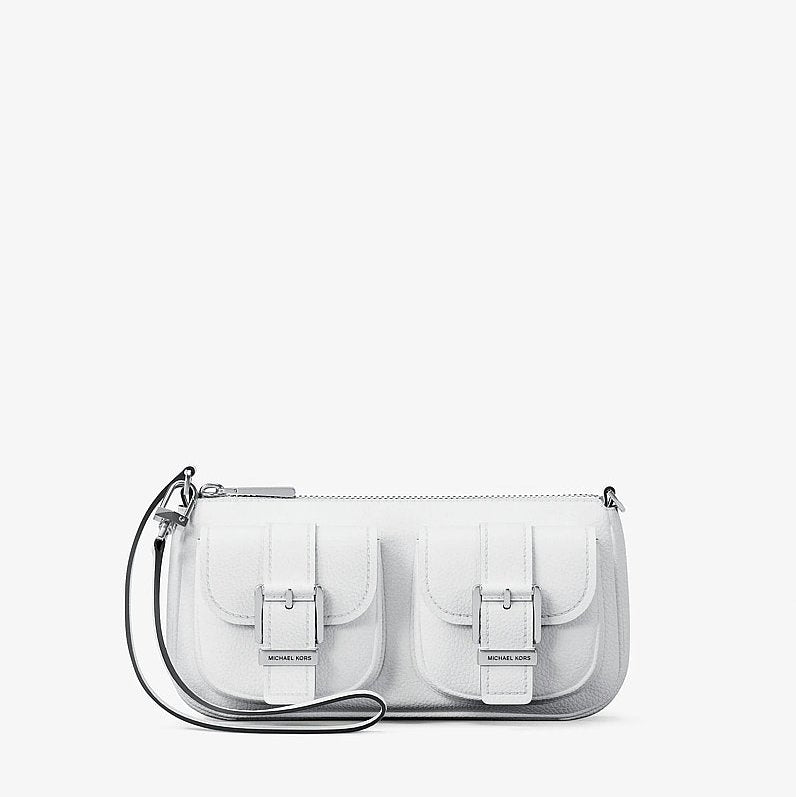 Michael Kors Zoe Small Pebbled Leather Pochette-OPTIC WHITE