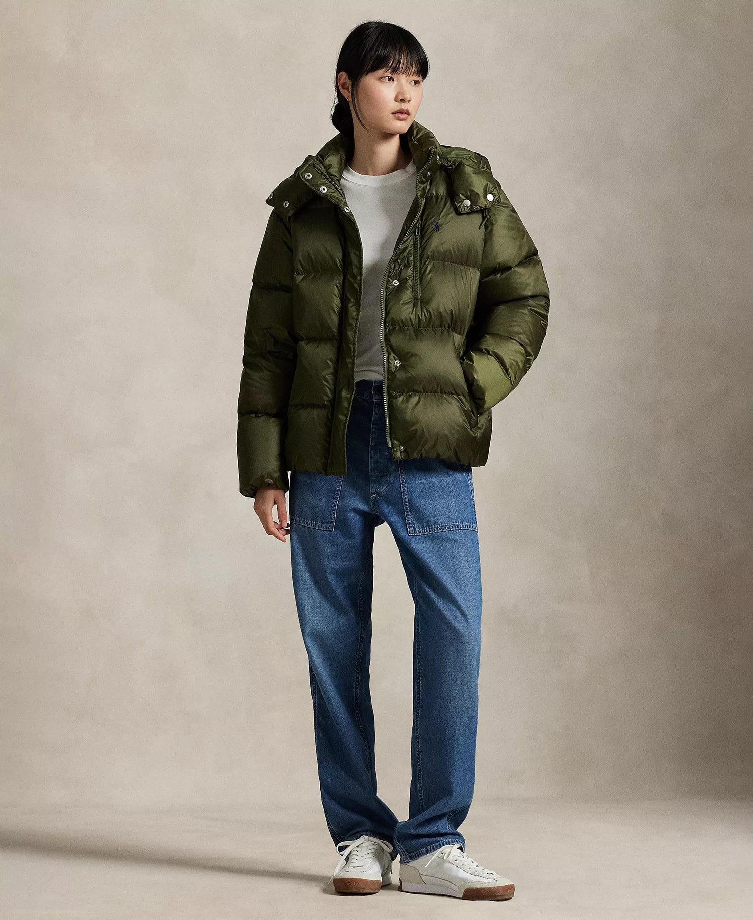 Ralph Lauren Women's Water-Resistant Long Sleeve Quilt Jacket-New Olive