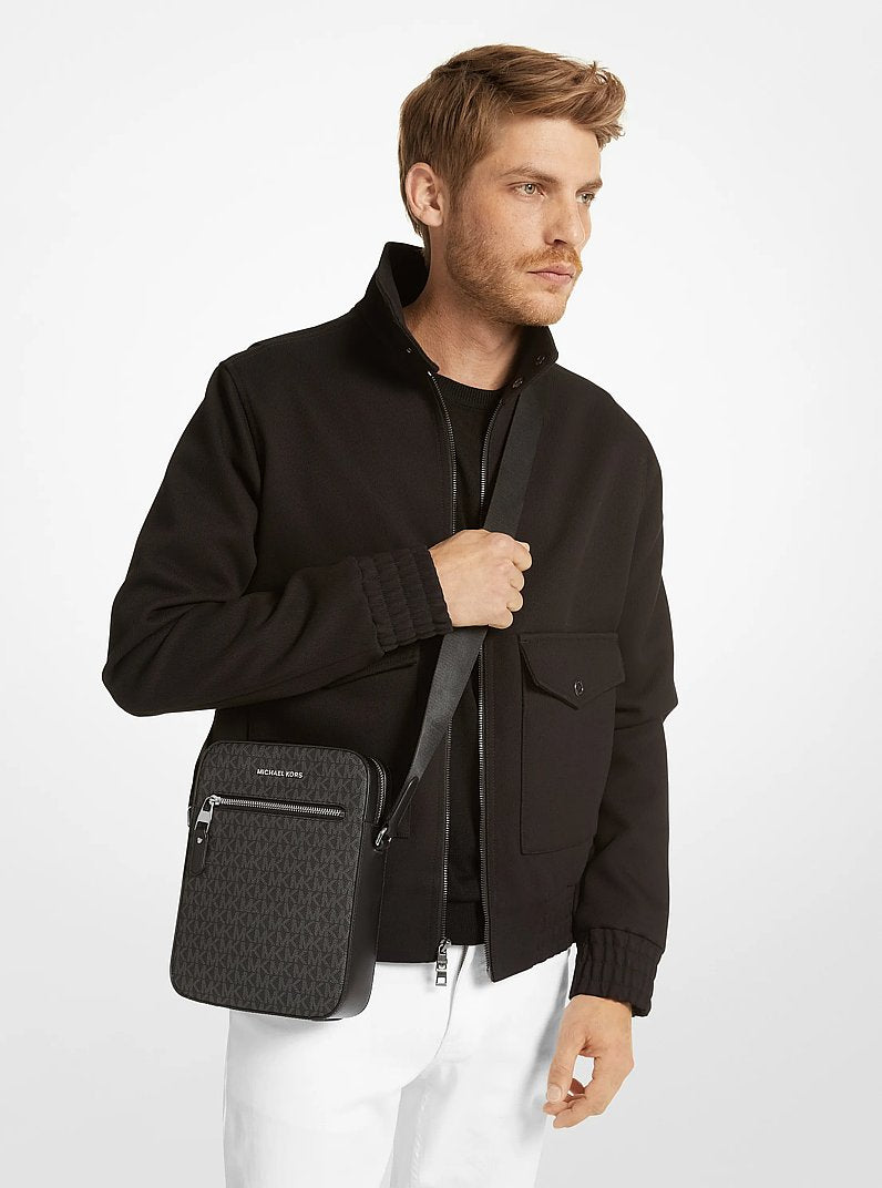 Michael Kors Varick Logo Flight Bag- BLACK
