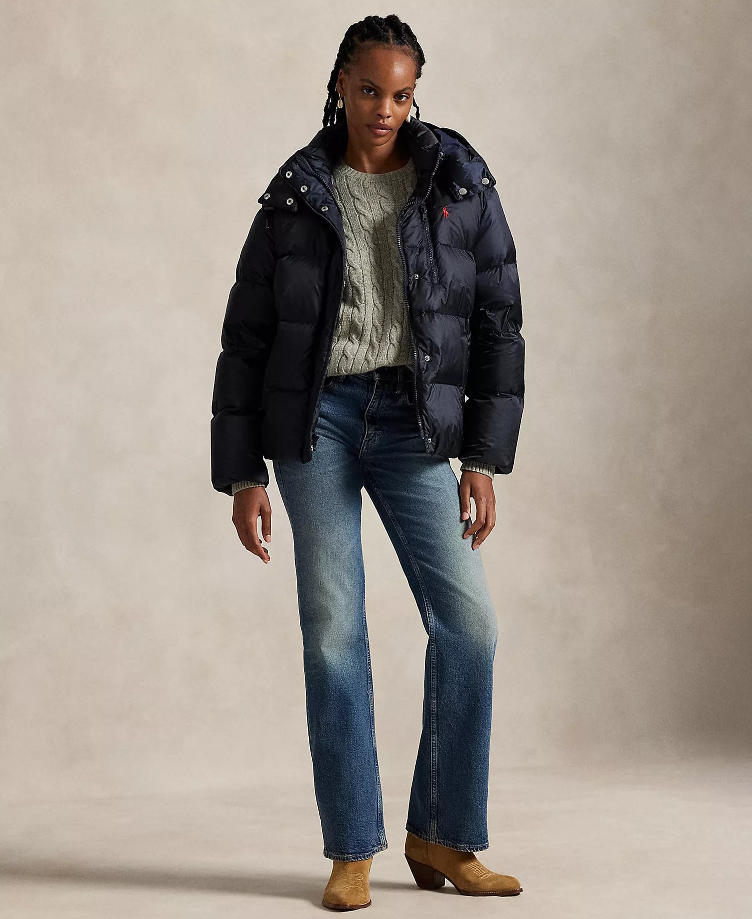 Ralph Lauren Women's Water-Resistant Long Sleeve Quilt Jacket-Navy